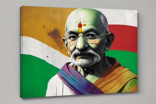 Tema épico lienzo colores de la bandera india Gandhi.