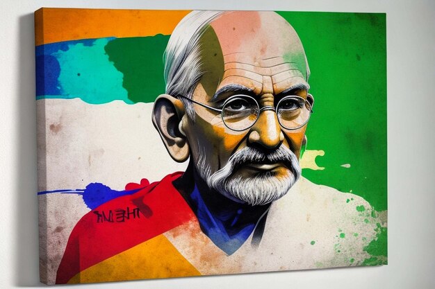 Tema épico lienzo colores de la bandera india Gandhi.