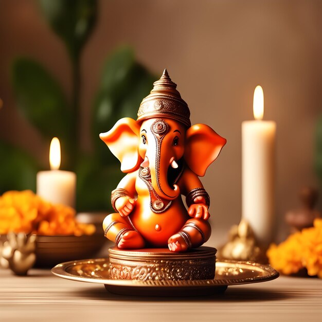 Foto tema del festival de diwali con el señor ganesha