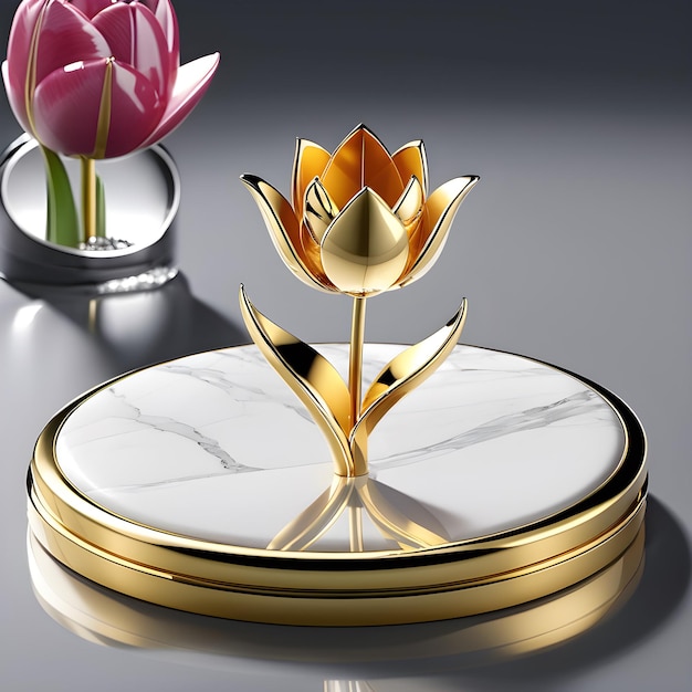 El tema de una hermosa flor de tulipán hecha a mano para el Día Internacional de las Madres en elegantes joyas