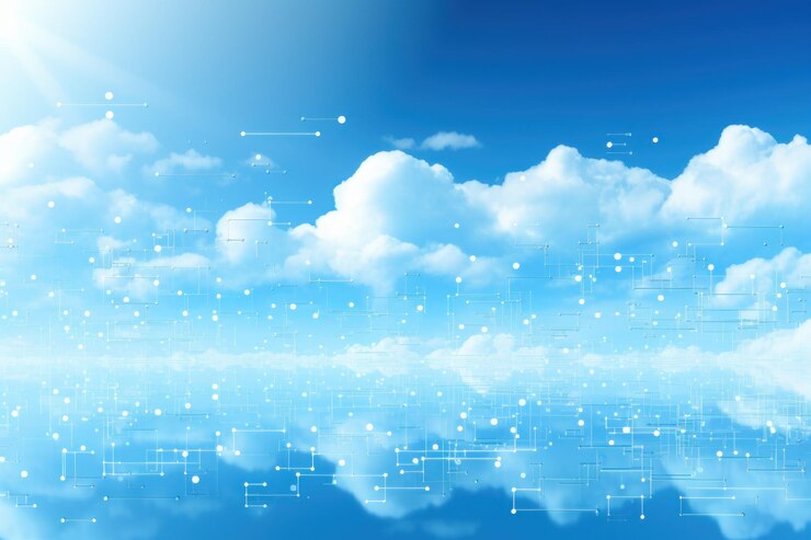Tema de matriz digital fondos de cielo azul claro y nubes