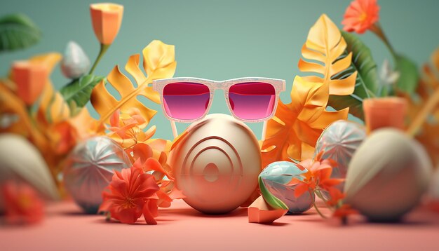 Tema mínimo de verão 3D Conceito legal para anúncios de verão