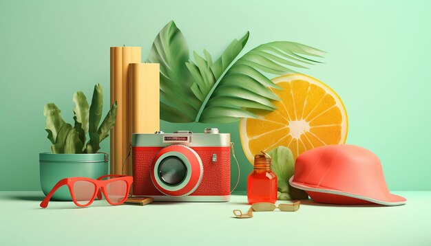 Foto tema mínimo de verano en 3d concepto genial para anuncios de verano