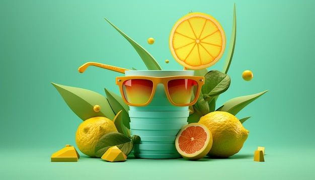 Tema mínimo de verano en 3D Concepto genial para anuncios de verano