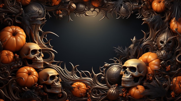 Foto tema de paisaje de halloween en 3d fondo de escena mínima ia generativa