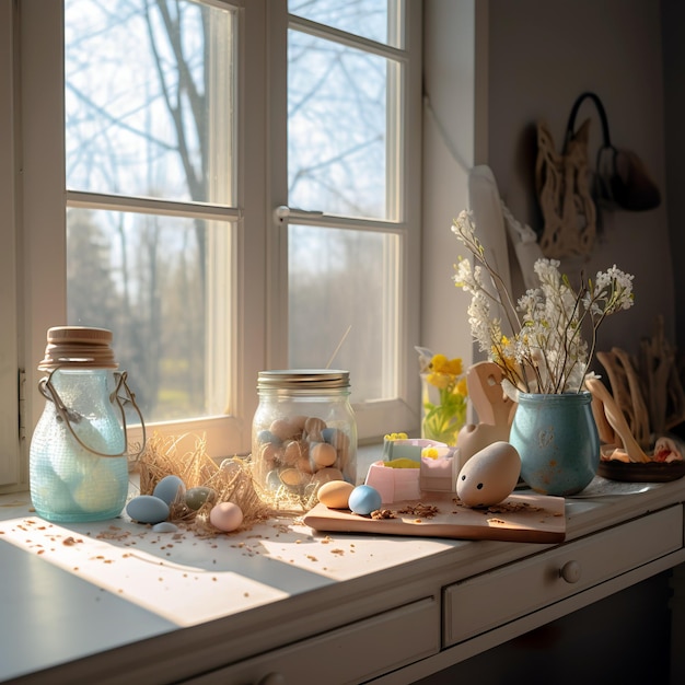 Tema de Pascua con huevos de Pascua