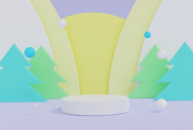 Tema de podio de renderizado 3D Feliz Navidad y próspero año nuevo.