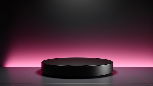 Foto tema preto renderizado em 3d pódio de exibição vazio cena mínima para apresentação de exhibição de produto
