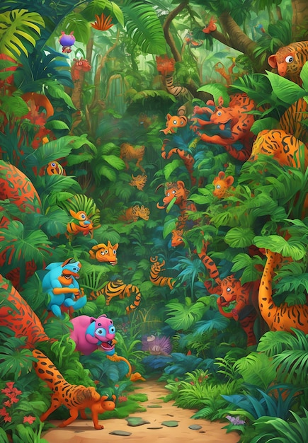 Tema de la selva de dibujos animados