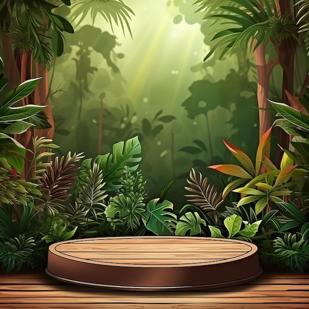 Foto tema de la selva de madera del escenario del producto