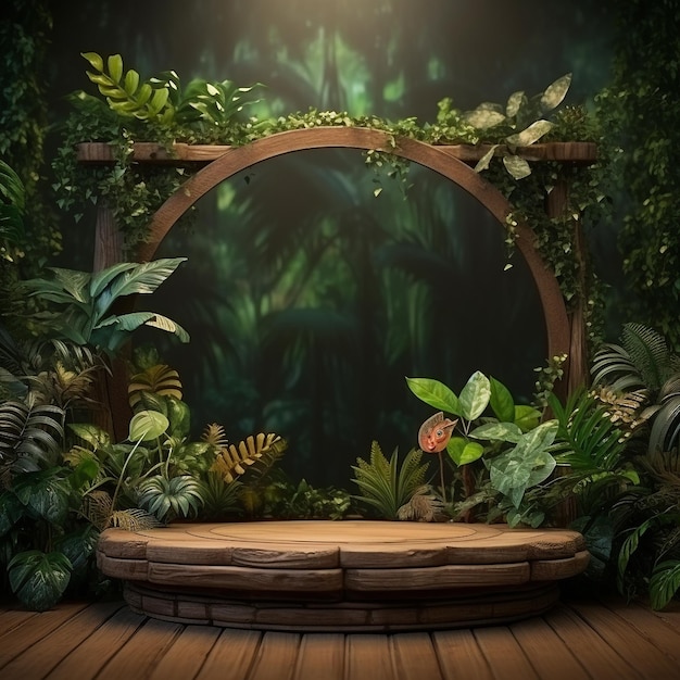 Tema de la selva de madera del escenario del producto