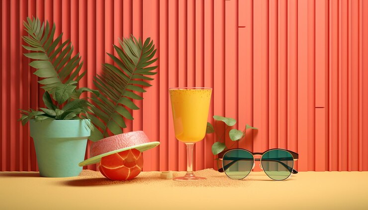 Foto tema de verano en 3d mínimo concepto genial para anuncios de verano