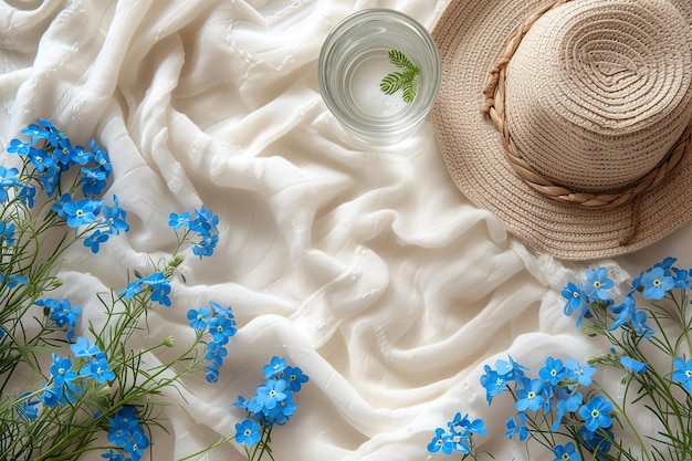 Tema de verano con ForgetMeNot Flores en el algodón