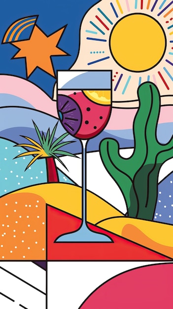 Tema de verano plano colorido fondo de estilo de dibujos animados Moderno patrón de selva floral exótico Collaje cont