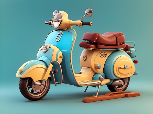 Tema Vespa vintage completo design 3D isométrico altamente detalhado