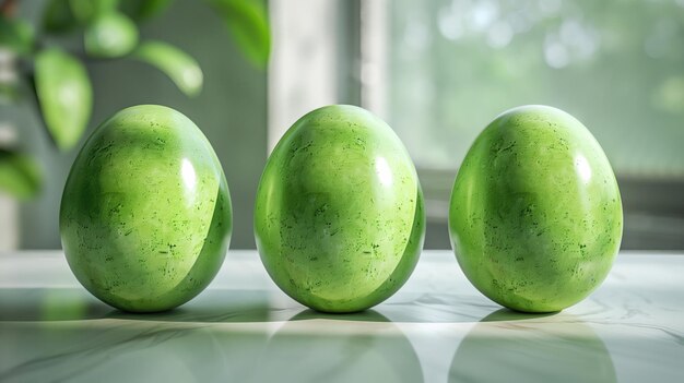 Temática de Páscoa com ovos verdes decorativos