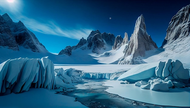 Foto témpanos de hielo y icebergs en el frío ártico en el calentamiento global ia generativa