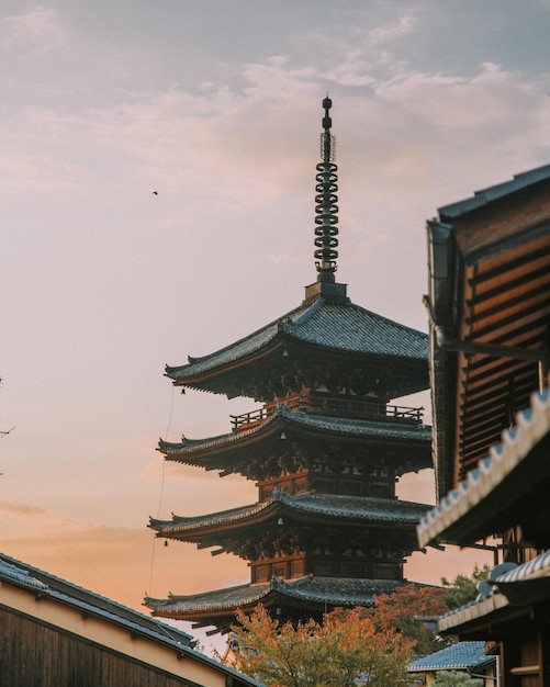 Foto tempel gegen den himmel beim sonnenuntergang