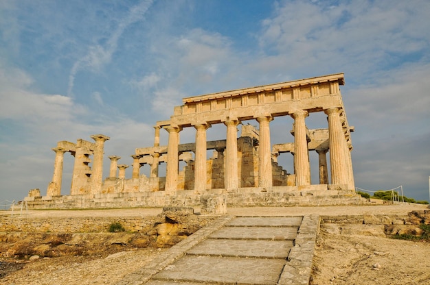 Tempel von Aphaea im Heiligtum von Aphaea Insel Ägina Griechenland