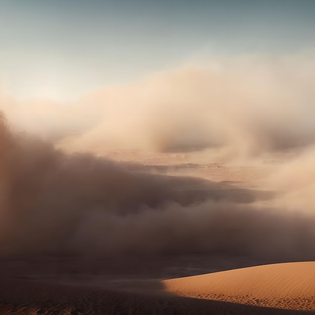 Tempestade de areia de poeira na arte generativa do deserto por IA