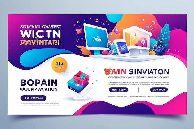 Templata de banner de redes sociales para comprar y ganar invitaciones a concursos