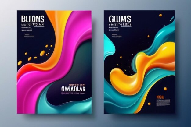 Foto templata de cubiertas con colores líquidos formas coloridas líquidas diseño elegante