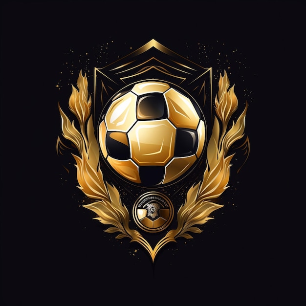 Templata de diseño de logotipo de la insignia de fútbol de color oro