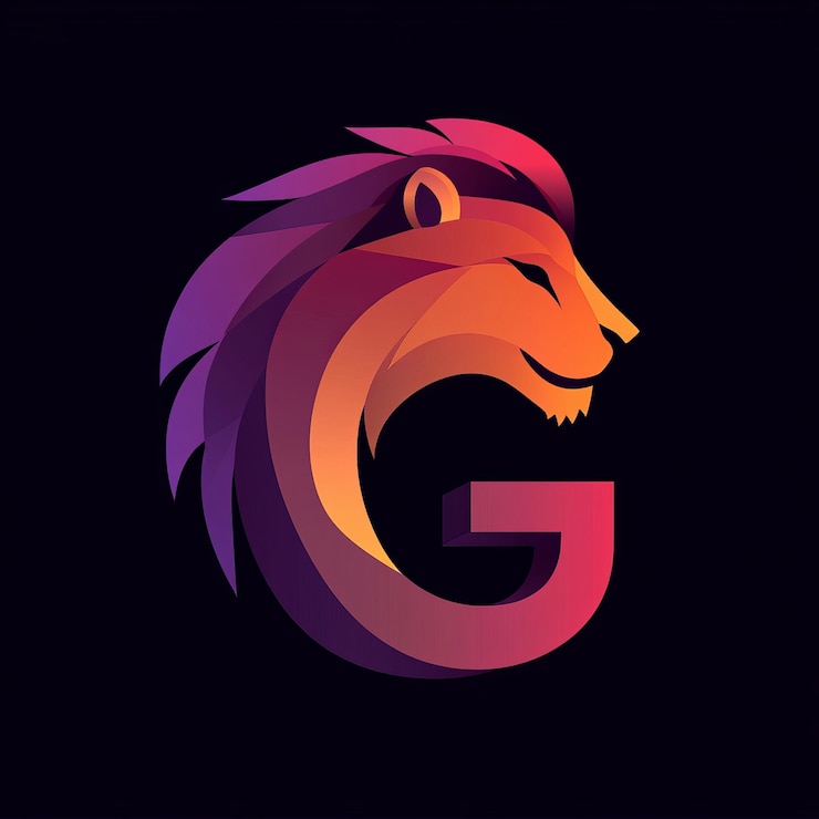 Foto templata de diseño de logotipo vectorial creativo con la letra g con cabeza de león