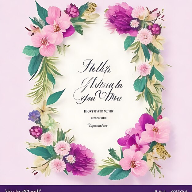 Templata floral de invitación de boda vectorial gratuita