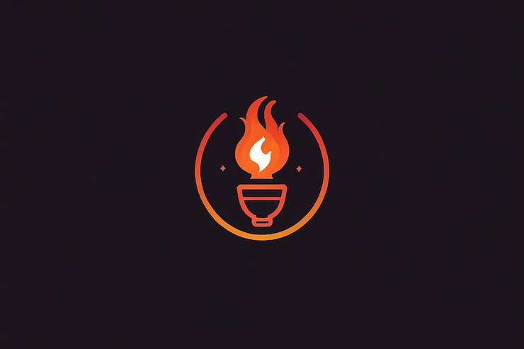 Foto templata del icono del logotipo de la energía térmica de la antorcha