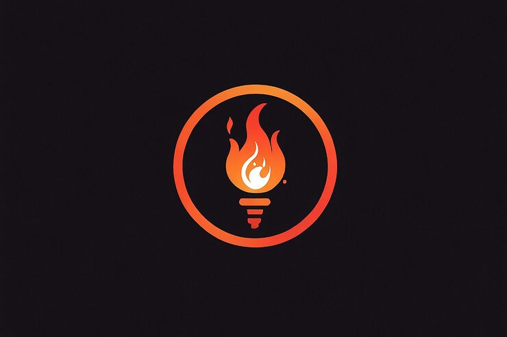 Foto templata del icono del logotipo de la energía térmica de la antorcha