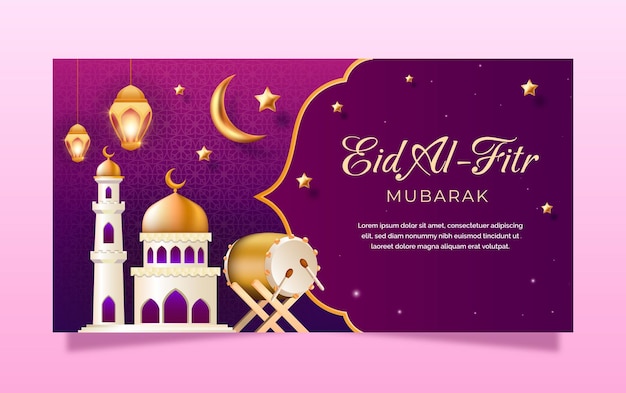 Templata de publicación realista para las redes sociales de Eid al-Fitr