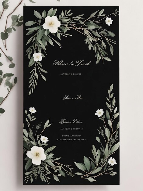 Foto template de cartão de convite de casamento floral lindo e elegante