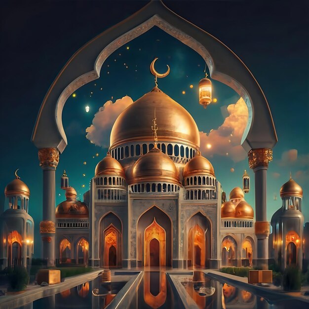 Template de decoração islâmica Ramadan Mubarak