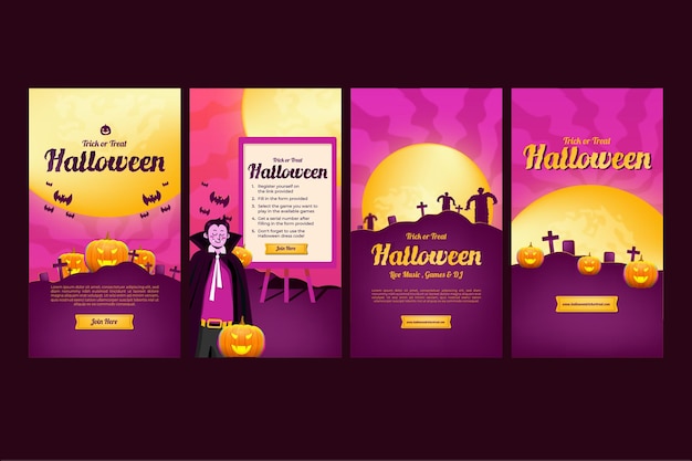 Template de Halloween Mídia Social Post Banner Histórias