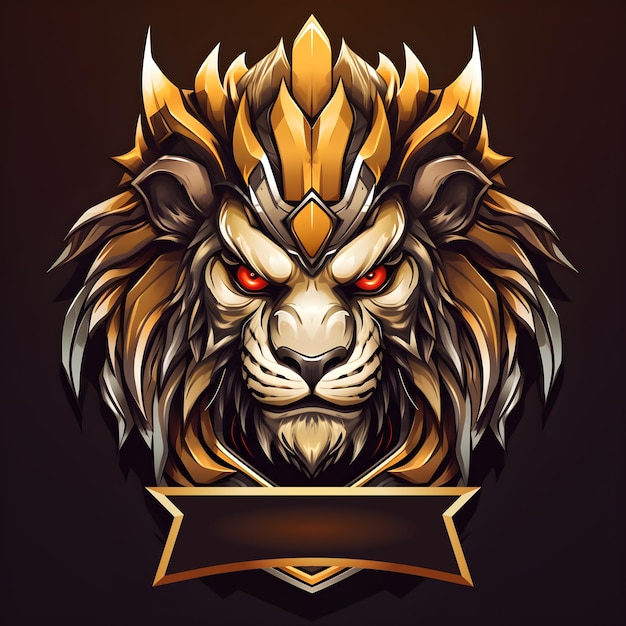 Foto template de logotipo do lion head esport