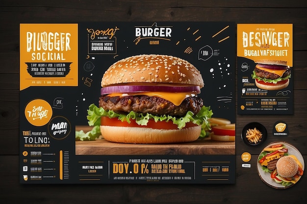 Foto temple de diseño de publicaciones en las redes sociales de burger