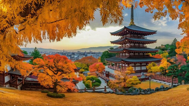 Foto templo adashinonenbutsuji no outono em kyoto, no japão