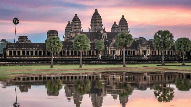 Foto el templo de angkor wat en siem reap, camboya