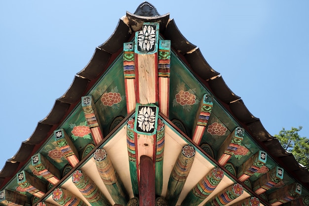 Templo budista de Corea antiguo patrón de pintura de techo tradicional