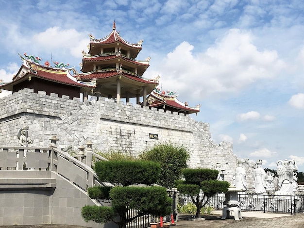 Templo chinês com muitas estátuas