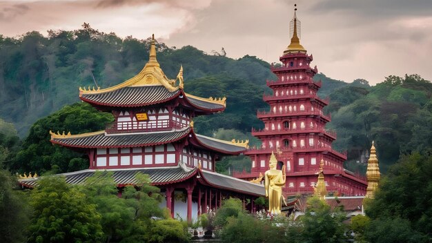 Templo chinês Wat huay pla kang na província de Chiang Rai, na Tailândia