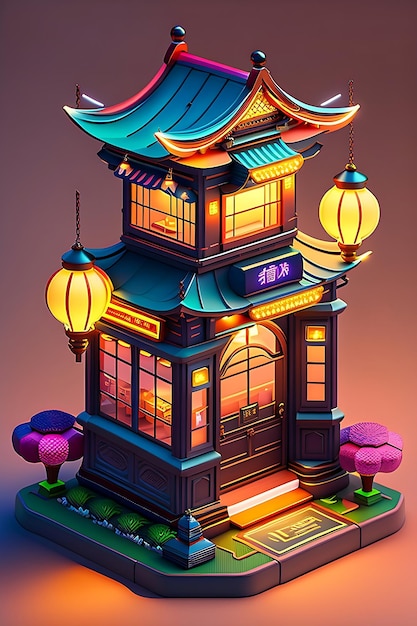 templo chino en la noche generativa ai
