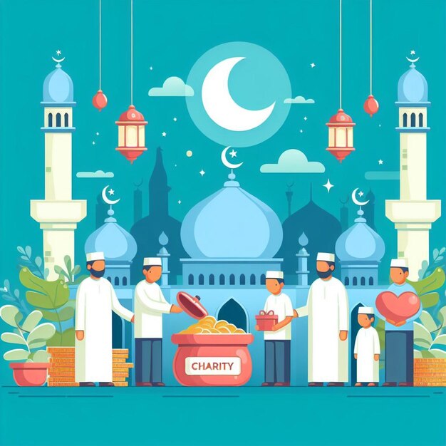 Foto templo de cartaz de boas-vindas ao ramadão