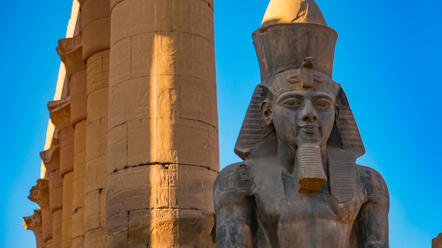 Templo de Luxor em Luxor antigo Tebas Egito Templo de Luxor é um grande complexo de templos egípcios antigos localizado na margem leste do rio Nilo e foi construído aproximadamente 1400 aC