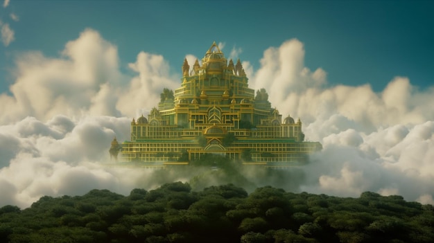 El templo dorado en las nubes