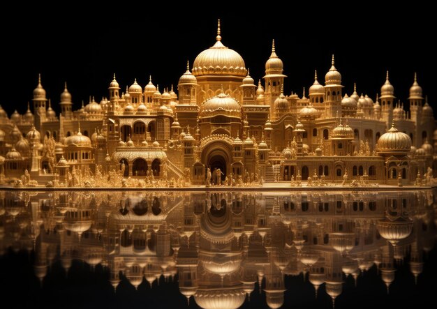 Foto templo dourado amritsar índia com artesanato 3d e fundo isolado