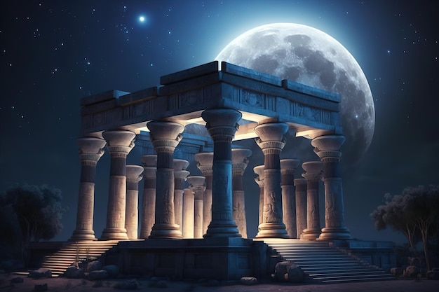Templo egípcio antigo dos deuses Templo antigo com colunas altas Generative AI