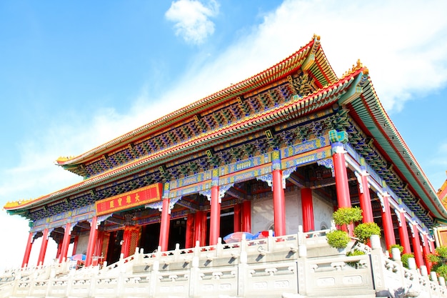 Templo de estilo chino tradicional en Wat Leng-Noei-Yi en Nonthaburi