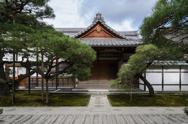 Templo Ginkakuji em Kyoto Japão Os aposentos dos sacerdotes do salão Kuri